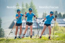 06.06.2024, Lavaze, Italy (ITA): Sara Andersson (SWE), Anna-Karin Heijdenberg (SWE), Ella Hallvarsson (SWE), (l-r)  - Biathlon summer training, Lavaze (ITA). www.nordicfocus.com. © Barbieri/NordicFocus. Every downloaded picture is fee-liable.