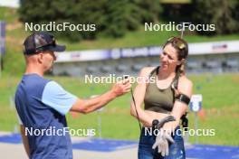 15.07.2024, Lenzerheide, Switzerland (SUI): Armin Auchentaller (ITA), Coach Team USA, Deedra Irwin (USA), (l-r) - Biathlon summer training, Lenzerheide (SUI). www.nordicfocus.com. © Manzoni/NordicFocus. Every downloaded picture is fee-liable.