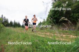 11.06.2024, Premanon, France (FRA): Sophie Chauveau (FRA), Julia Simon (FRA), (l-r) - Biathlon summer training, Premanon (FRA). www.nordicfocus.com. © Manzoni/NordicFocus. Every downloaded picture is fee-liable.