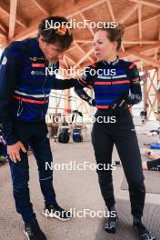 11.06.2024, Premanon, France (FRA): Patrick Favre (ITA), coach Team France, Oceane Michelon (FRA), (l-r) - Biathlon summer training, Premanon (FRA). www.nordicfocus.com. © Manzoni/NordicFocus. Every downloaded picture is fee-liable.