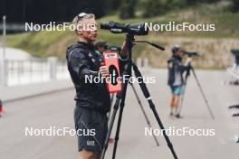 19.05.2024, Forni Avoltri, Italy (ITA): Jonne Kahkonen (FIN), coach Team Italy - Biathlon summer training, Forni Avoltri (ITA). www.nordicfocus.com. © Del Fabbro/NordicFocus. Every downloaded picture is fee-liable.