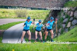 06.06.2024, Lavaze, Italy (ITA): Ella Hallvarsson (SWE), Anna-Karin Heijdenberg (SWE), Sara Andersson (SWE), (l-r)  - Biathlon summer training, Lavaze (ITA). www.nordicfocus.com. © Barbieri/NordicFocus. Every downloaded picture is fee-liable.