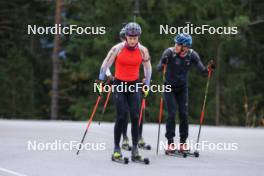 13.10.2024, Ramsau am Dachstein, Austria (AUT): Felix Ullmann (SUI), Matthias Riebli (SUI), Silvano Demarmels (SUI), (l-r) - Biathlon summer training, Ramsau am Dachstein (AUT). www.nordicfocus.com. © Manzoni/NordicFocus. Every downloaded picture is fee-liable.