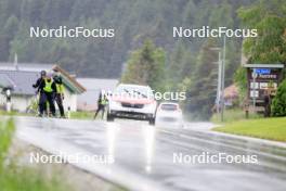 21.05.2024, Lenzerheide, Switzerland (SUI): Sebastian Stalder (SUI), Joscha Burkhalter (SUI), Yanis Keller (SUI), (l-r) - Biathlon summer training, Lenzerheide (SUI). www.nordicfocus.com. © Manzoni/NordicFocus. Every downloaded picture is fee-liable.