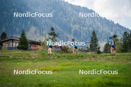 06.06.2024, Lavaze, Italy (ITA): Anna-Karin Heijdenberg (SWE), Sara Andersson (SWE), Ella Hallvarsson (SWE), (l-r)  - Biathlon summer training, Lavaze (ITA). www.nordicfocus.com. © Barbieri/NordicFocus. Every downloaded picture is fee-liable.