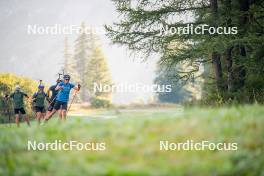 28.08.2024, Bessans, France (FRA): Eric Perrot, Oscar Lombardot (FRA), Emilien Jacquelin (FRA), Quentin Fillon-Maillet (FRA), (l-r) - Biathlon summer training, Bessans (FRA). www.nordicfocus.com. © Authamayou/NordicFocus. Every downloaded picture is fee-liable.