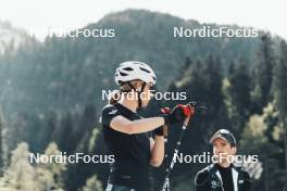 19.05.2024, Forni Avoltri, Italy (ITA): Michela Carrara (ITA), Mirco Romanin (ITA), coach Team Italy, (l-r) - Biathlon summer training, Forni Avoltri (ITA). www.nordicfocus.com. © Del Fabbro/NordicFocus. Every downloaded picture is fee-liable.