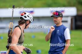 15.07.2024, Lenzerheide, Switzerland (SUI): Deedra Irwin (USA), Armin Auchentaller (ITA), Coach Team USA, (l-r) - Biathlon summer training, Lenzerheide (SUI). www.nordicfocus.com. © Manzoni/NordicFocus. Every downloaded picture is fee-liable.