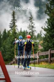 27.09.2024, Lavaze, Italy (ITA): Lukas Hofer (ITA), Lisa Vittozzi (ITA), (l-r) - Biathlon summer training, Lavaze (ITA). www.nordicfocus.com. © Barbieri/NordicFocus. Every downloaded picture is fee-liable.