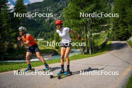 17.07.2024, Martell, Italy (ITA): Mirco Romanin (ITA), Lisa Vittozzi (ITA), (l-r)  - Biathlon summer training, Martell (ITA). www.nordicfocus.com. © Barbieri/NordicFocus. Every downloaded picture is fee-liable.