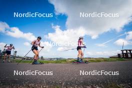 06.08.2024, Lavaze, Italy (ITA): Lara Wagner (AUT), Lea Rothschopf (AUT), Lisa Osl (AUT), (l-r)  - Biathlon summer training, Lavaze (ITA). www.nordicfocus.com. © Barbieri/NordicFocus. Every downloaded picture is fee-liable.