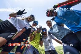 27.08.2024, Martell, Italy (ITA): Dorothea Wierer (ITA), Lukas Hofer (ITA), Elia Zeni (ITA), Patrick Braunhofer (ITA), Didier Bionaz (ITA), Tommaso Giacomel (ITA), (l-r) - Biathlon summer training, Martell (ITA). www.nordicfocus.com. © Vanzetta/NordicFocus. Every downloaded picture is fee-liable.