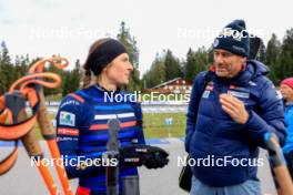 15.09.2024, Lenzerheide, Switzerland (SUI): Justine Braisaz-Bouchet (FRA), Patrick Favre (ITA), coach Team France, (l-r) - Sommer Nordic Event 2024, Sommer Biathlon Cup, Lenzerheide (SUI). www.nordicfocus.com. © Manzoni/NordicFocus. Every downloaded picture is fee-liable.