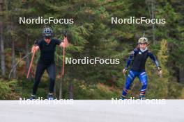 11.10.2024, Ramsau am Dachstein, Austria (AUT): Julia Simon (FRA), Jeanne Richard (FRA), (l-r) - Biathlon summer training, Dachsteinglacier, Ramsau am Dachstein (AUT). www.nordicfocus.com. © Manzoni/NordicFocus. Every downloaded picture is fee-liable.