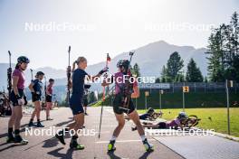 31.07.2024, Lavaze, Italy (ITA): Anna Juppe (AUT), Anna Gandler (AUT), Anna Andexer (AUT), (l-r)  - Biathlon summer training, Lavaze (ITA). www.nordicfocus.com. © Barbieri/NordicFocus. Every downloaded picture is fee-liable.