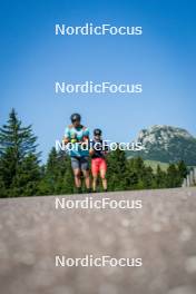 31.07.2024, Lavaze, Italy (ITA): Emilien Claude (FRA), Kristina Oberthaler (AUT), (l-r)  - Biathlon summer training, Lavaze (ITA). www.nordicfocus.com. © Barbieri/NordicFocus. Every downloaded picture is fee-liable.