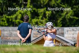 27.06.2024, Lavaze, Italy (ITA): Patrick Oberegger (ITA), Ingrid Landmark Tandrevold (NOR), (l-r)  - Biathlon summer training, Lavaze (ITA). www.nordicfocus.com. © Barbieri/NordicFocus. Every downloaded picture is fee-liable.