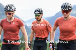 27.06.2024, Juf, Switzerland (SUI): Elisa Gasparin (SUI), Joscha Burkhalter (SUI), Aita Gasparin (SUI), (l-r) - Biathlon summer training, Juf (SUI). www.nordicfocus.com. © Manzoni/NordicFocus. Every downloaded picture is fee-liable.