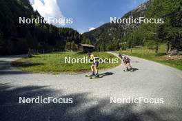 27.08.2024, Martell, Italy (ITA): Elia Zeni (ITA), Patrick Braunhofer (ITA), (l-r) - Biathlon summer training, Martell (ITA). www.nordicfocus.com. © Vanzetta/NordicFocus. Every downloaded picture is fee-liable.