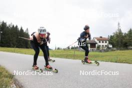 16.09.2024, Lenzerheide, Switzerland (SUI): Amy Baserga (SUI), Lea Meier (SUI), Elisa Gasparin (SUI), (l-r) - Biathlon summer training, Lenzerheide (SUI). www.nordicfocus.com. © Manzoni/NordicFocus. Every downloaded picture is fee-liable.