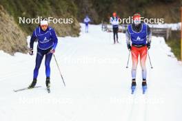 06.11.2024, Davos, Switzerland (SUI): Flavia Barmettler (SUI), Sebastian Stalder (SUI), (l-r) - Biathlon training, snowfarming track, Davos (SUI). www.nordicfocus.com. © Manzoni/NordicFocus. Every downloaded picture is fee-liable.