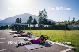 31.07.2024, Lavaze, Italy (ITA): Lara Wagner (AUT), Lea Rothschopf (AUT), Anna Juppe (AUT), Tamara Steiner (AUT), Dunja Zdouc (AUT), (l-r)  - Biathlon summer training, Lavaze (ITA). www.nordicfocus.com. © Barbieri/NordicFocus. Every downloaded picture is fee-liable.