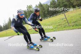 16.09.2024, Lenzerheide, Switzerland (SUI): Sebastian Stalder (SUI), Gion Stalder (SUI), (l-r) - Biathlon summer training, Lenzerheide (SUI). www.nordicfocus.com. © Manzoni/NordicFocus. Every downloaded picture is fee-liable.