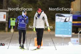 06.11.2024, Davos, Switzerland (SUI): Arnaud Du Pasquier (SUI), Kein Einaste (EST), coach Team Switzerland, (l-r) - Biathlon training, snowfarming track, Davos (SUI). www.nordicfocus.com. © Manzoni/NordicFocus. Every downloaded picture is fee-liable.