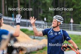 04.09.2024, Lenzerheide, Switzerland (SUI): Vetle Sjaastad Christiansen (NOR), Endre Stroemsheim (NOR), (l-r) - Biathlon summer training, Lenzerheide (SUI). www.nordicfocus.com. © Manzoni/NordicFocus. Every downloaded picture is fee-liable.