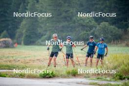 28.08.2024, Bessans, France (FRA): Eric Perrot, Oscar Lombardot (FRA), Emilien Jacquelin (FRA), Quentin Fillon-Maillet (FRA), (l-r) - Biathlon summer training, Bessans (FRA). www.nordicfocus.com. © Authamayou/NordicFocus. Every downloaded picture is fee-liable.