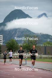 15.06.2024, Grenoble, France (FRA): Emilien Jacquelin (FRA), Oscar Lombardot (FRA), (l-r) - Biathlon summer training, Grenoble (FRA). www.nordicfocus.com. © Joly/NordicFocus. Every downloaded picture is fee-liable.