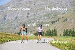 28.08.2024, Bessans, France (FRA): Camille Coupe (FRA), Oceane Michelon (FRA), (l-r) - Biathlon summer training, Bessans (FRA). www.nordicfocus.com. © Authamayou/NordicFocus. Every downloaded picture is fee-liable.