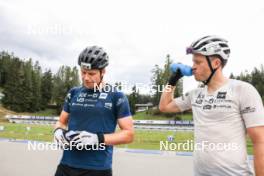 05.09.2024, Lenzerheide, Switzerland (SUI): Vetle Sjaastad Christiansen (NOR), Tarjei Boe (NOR), (l-r) - Biathlon summer training, Lenzerheide (SUI). www.nordicfocus.com. © Manzoni/NordicFocus. Every downloaded picture is fee-liable.