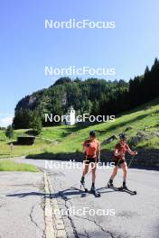 27.06.2024, Juf, Switzerland (SUI): Aita Gasparin (SUI), Elisa Gasparin (SUI), (l-r) - Biathlon summer training, Juf (SUI). www.nordicfocus.com. © Manzoni/NordicFocus. Every downloaded picture is fee-liable.