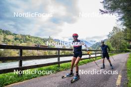 30.09.2024, Lavaze, Italy (ITA): Lisa Vittozzi (ITA), Mirco Romanin (ITA), coach Team Italy, (l-r) - Biathlon summer training, Lavaze (ITA). www.nordicfocus.com. © Barbieri/NordicFocus. Every downloaded picture is fee-liable.