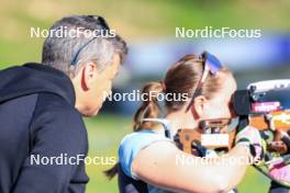 20.05.2024, Lenzerheide, Switzerland (SUI): Andreas Kuppelwieser (ITA), coach Team Switzerland, Lena Haecki-Gross (SUI), (l-r) - Biathlon summer training, Lenzerheide (SUI). www.nordicfocus.com. © Manzoni/NordicFocus. Every downloaded picture is fee-liable.