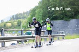 27.06.2024, Juf, Switzerland (SUI): Gion Stalder (SUI), Sebastian Stalder (SUI), (l-r) - Biathlon summer training, Juf (SUI). www.nordicfocus.com. © Manzoni/NordicFocus. Every downloaded picture is fee-liable.