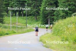 02.07.2024, Premanon, France (FRA): Eric Perrot (FRA), Oscar Lombardot (FRA), Fabien Claude (FRA), Emilien Jacquelin (FRA), (l-r) - Biathlon summer training, Premanon (FRA). www.nordicfocus.com. © Manzoni/NordicFocus. Every downloaded picture is fee-liable.