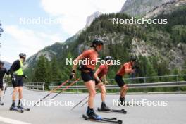 27.06.2024, Juf, Switzerland (SUI): Gion Stalder (SUI), Sebastian Stalder (SUI), Aita Gasparin (SUI), Elisa Gasparin (SUI), Joscha Burkhalter (SUI), (l-r) - Biathlon summer training, Juf (SUI). www.nordicfocus.com. © Manzoni/NordicFocus. Every downloaded picture is fee-liable.