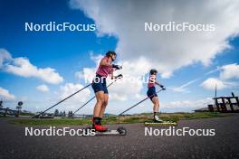 06.08.2024, Lavaze, Italy (ITA): Kristina Oberthaler (AUT), Lara Wagner (AUT), (l-r)  - Biathlon summer training, Lavaze (ITA). www.nordicfocus.com. © Barbieri/NordicFocus. Every downloaded picture is fee-liable.