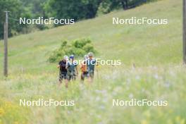 02.07.2024, Premanon, France (FRA): Emilien Jacquelin (FRA), Oscar Lombardot (FRA), Fabien Claude (FRA), Eric Perrot (FRA), (l-r) - Biathlon summer training, Premanon (FRA). www.nordicfocus.com. © Manzoni/NordicFocus. Every downloaded picture is fee-liable.