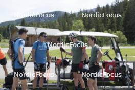 18.06.2024, Correncon-en-Vercors, France (FRA): Eric Perrot (FRA), Quentin Fillon Maillet (FRA), Fabien Claude (FRA), Oscar Lombardot (FRA), (l-r) - Biathlon summer training, Correncon-en-Vercors (FRA). www.nordicfocus.com. © Joly/NordicFocus. Every downloaded picture is fee-liable.