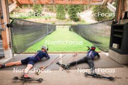 03.07.2024, Premanon, France (FRA): Emilien Jacquelin (FRA), Quentin Fillon Maillet (FRA), (l-r) - Biathlon summer training, Premanon (FRA). www.nordicfocus.com. © Manzoni/NordicFocus. Every downloaded picture is fee-liable.