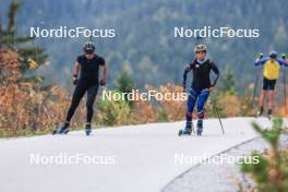 11.10.2024, Ramsau am Dachstein, Austria (AUT): Julia Simon (FRA), Jeanne Richard (FRA), (l-r) - Biathlon summer training, Dachsteinglacier, Ramsau am Dachstein (AUT). www.nordicfocus.com. © Manzoni/NordicFocus. Every downloaded picture is fee-liable.