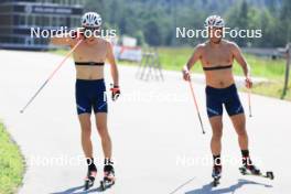 18.07.2024, Lenzerheide, Switzerland (SUI): Maxime Germain (USA), Vincent Bonacci (USA), (l-r) - Biathlon summer training, Lenzerheide (SUI). www.nordicfocus.com. © Manzoni/NordicFocus. Every downloaded picture is fee-liable.