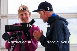 11.06.2024, Premanon, France (FRA): Justine Braisaz-Bouchet (FRA), Jean Paul Giachino (FRA), coach Team France, (l-r) - Biathlon summer training, Premanon (FRA). www.nordicfocus.com. © Manzoni/NordicFocus. Every downloaded picture is fee-liable.