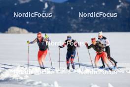 14.10.2024, Ramsau am Dachstein, Austria (AUT): Amy Baserga (SUI), Lisa Theresa Hauser (AUT), Lea Meier (SUI), (l-r) - Biathlon summer training, Dachsteinglacier, Ramsau am Dachstein (AUT). www.nordicfocus.com. © Manzoni/NordicFocus. Every downloaded picture is fee-liable.