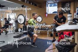 27.08.2024, Martell, Italy (ITA): Patrick Braunhofer (ITA), Andrea Zattoni (ITA), coach Team Italy, (l-r) - Biathlon summer training, Martell (ITA). www.nordicfocus.com. © Vanzetta/NordicFocus. Every downloaded picture is fee-liable.