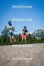 31.07.2024, Lavaze, Italy (ITA): Emilien Claude (FRA), Kristina Oberthaler (AUT), (l-r)  - Biathlon summer training, Lavaze (ITA). www.nordicfocus.com. © Barbieri/NordicFocus. Every downloaded picture is fee-liable.