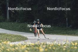 19.05.2024, Forni Avoltri, Italy (ITA): Rebecca Passler (ITA), Mirco Romanin (ITA), coach Team Italy, (l-r) - Biathlon summer training, Forni Avoltri (ITA). www.nordicfocus.com. © Del Fabbro/NordicFocus. Every downloaded picture is fee-liable.